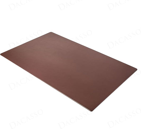 Dacasso 38 x 24 Chocolate Brown Leather Desk Mat w/Out Side Rails - Executive Desk Surface Protector - Luxury Leather Desk Blotter for Writing