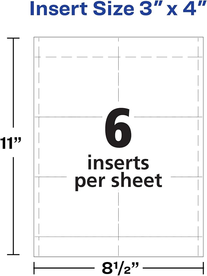 Avery Customizable Name Badge Inserts for Name Tag Holders, 3" x 4", White, Laser/Inkjet Printable, 300 Total (5392)