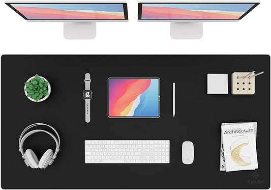 K KNODEL Extra Large Desk Mat, Leather Mouse Pad (47.2"x23.6", Black) | Desk Pad, Keyboard Pad, Computer and Laptop Mat, Desktop Protector and Cover, Writing Pad and Blotter for Home Office