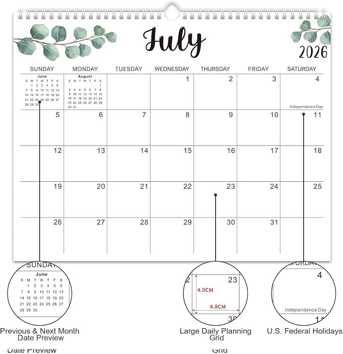 Comix 2026-2027 Wall Calendar, 18 Months Jul 2026 - Dec 2027 Monthly Planner, 120 GSM Thick Paper Lined Blocks, Hanging Calendar for Home Office Classroom, 14 x 11 Inch