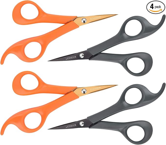 Micro-Tip Scissors, Precision Titanium Blades, 6 Inch Craft Detail Scissors Ideal for Paper, Scrapbooking, Beauty Crafting, Sewing, 4Pack