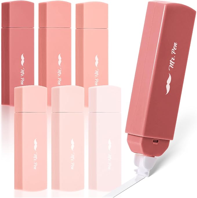 Mr. Pen- Aesthetic Correction Tape, 0.2" x 197", 6 pcs, Mocha Blush | Cute Correction Tape