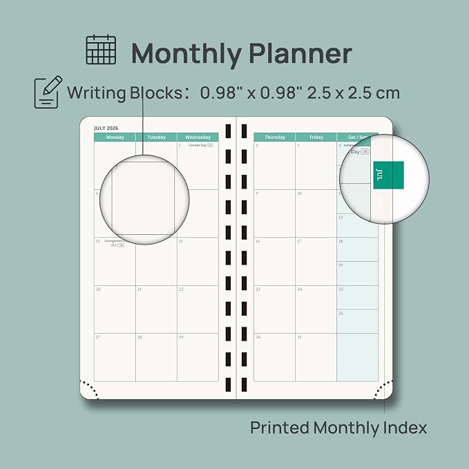 POPRUN Pocket Planner 2026-2027, Small 3.5''x6.5'' Academic Pocket Calendar | Weekly Planner, Purse Calendar Book(July 2026 - June 2027) with Hourly Time Slots, Spiral Soft Cover - Night Sky Blue