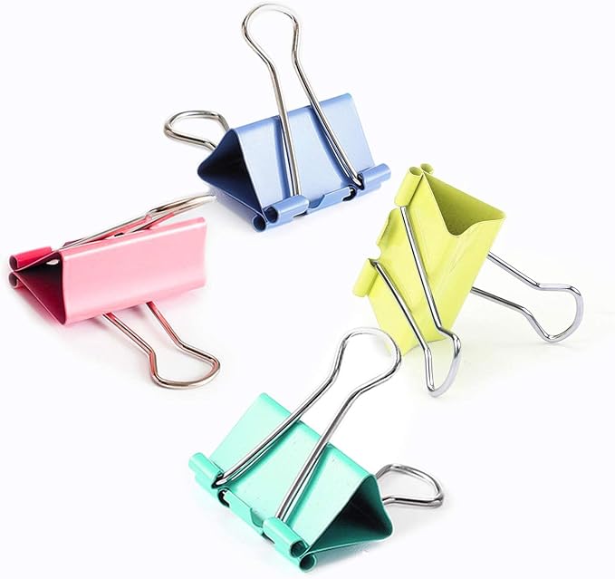 Small Binder Clips, 120 Pack, 3/4 Inch, Standard 19mm, Colorful, Capacity 0.31 Inch, Mini Paper Clips, Metal Fold Clamp, Office Clips, Office and School Supplies