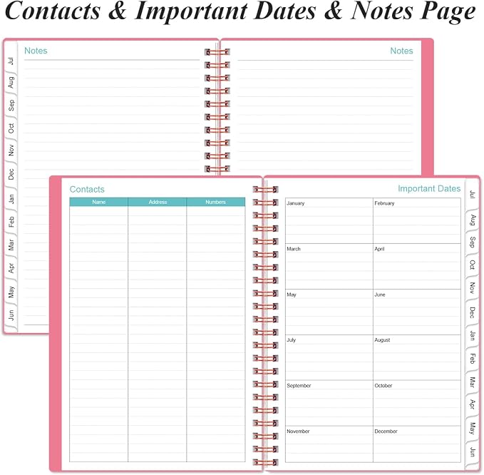 Planner 2026-2027 - A5 Weekly & Monthly Planner Spiral Bound, July 2026 - June 2027, with Flexible Cover, Tabs, Inner Pocket, 6.4" x 8.5", Pink