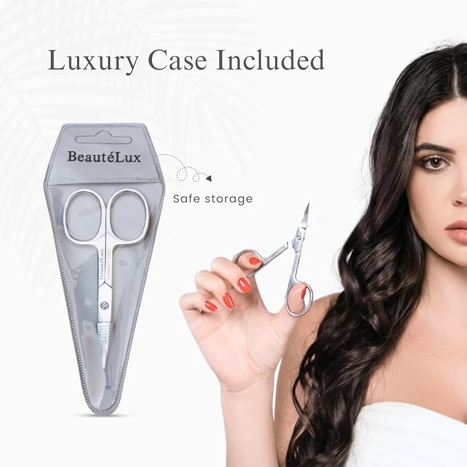 Professional Curved Grooming Scissors – Stainless Steel Precision Scissors for Eyebrow & Cuticle Care (Eyebrow - Curved, 3.5'' Inches)
