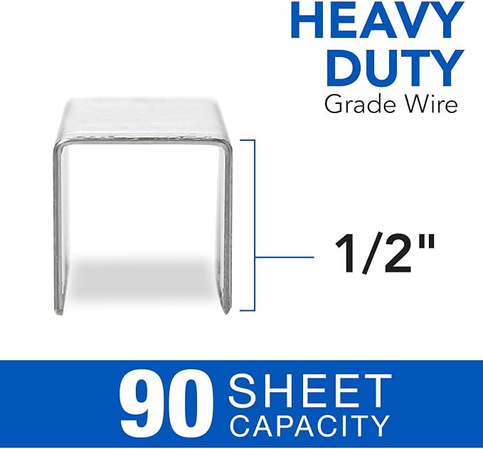 Rexel Swingline Staples, Heavy Duty, 1/2" Length, 90 Sheet Capacity, 100/Strip, 1000/Box, 1 Pack (35312)