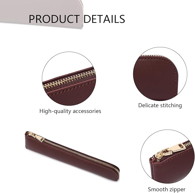 Slim Pencil Case Small Pencil Pouch Pen Case (Burgundy/FL)