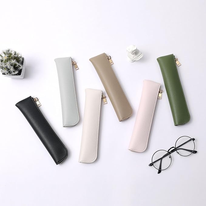 Slim Pencil Case Small Pencil Pouch Pen Case (Gray/FL)