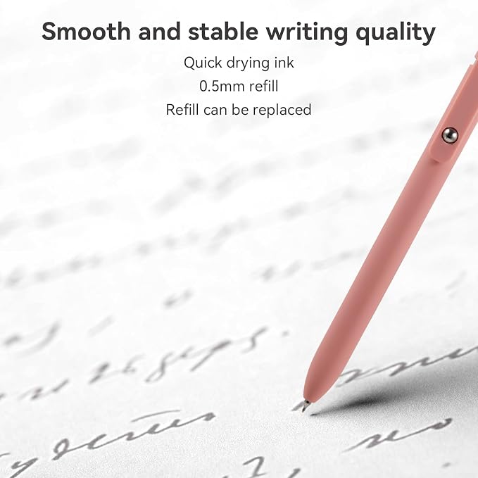 MengRan Morandi Gel Ink Pens Set, Black Ink, 5 Pack | 0.5mm Fine Point Tip, Quick Drying Ink, Idea for Journaling, Cute Fancy Pens for Women