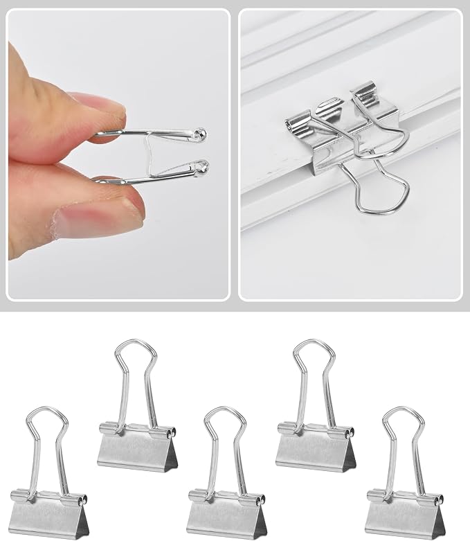 Binder Clips, 50 Pack, 0.75 in Small Paper Clips for Office, （Silver）