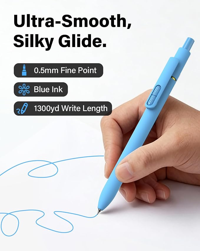 inkipen 0.5mm Colored Gel Pens, 8 Pack, Fidget Function | Fine Point Smooth, Quick Drying, No Smudges, Long-Lasting, Good for Journaling, Coloring, School, Office, Dopamine Colors