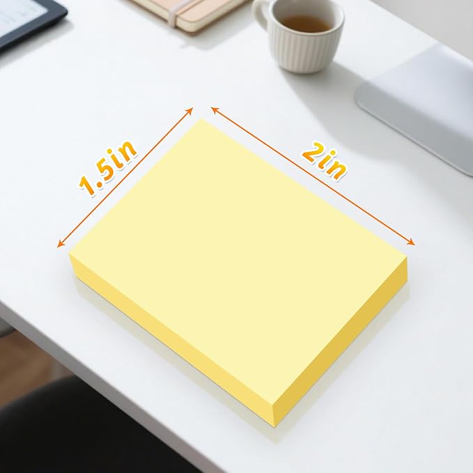 (54 Pads) Mini Sticky Notes 1.5x2 in, Yellow Strong Adhesive Post, Suitable for School, Home, Office, Clean Removal