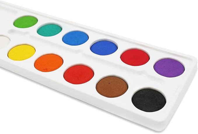 Color Swell Bulk Dry Watercolors Paint Pack and Brushes, 12 Colors, 10 Pack