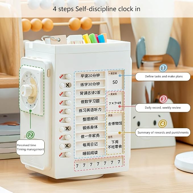 Desk Organizers with Visual Times Timer Rotating Pen Holder for School Office