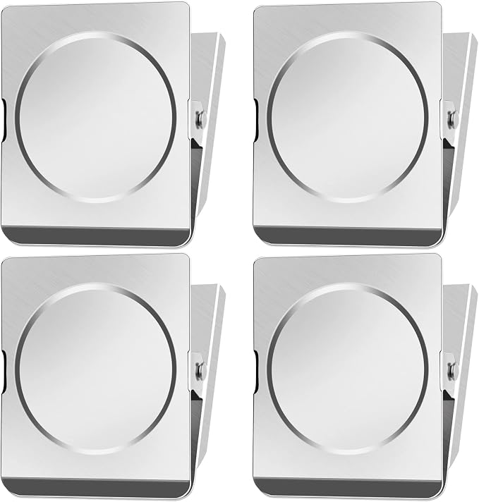 FINDMAG Silver Magnetic Clips, 4 Pack Magnet Clips for Fridge and Office | Magnetic Clips for Cruise Cabins, 2.2 Inch Design, Photo and Picture Display, Hold Daily Notes, Whiteboard, Refrigerator