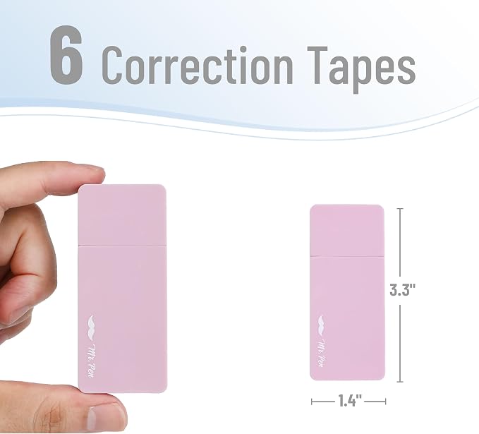 Mr. Pen- Aesthetic Correction Tape, 0.2" x 236", 6 pcs, Pastel Colors | Cute Correction Tape