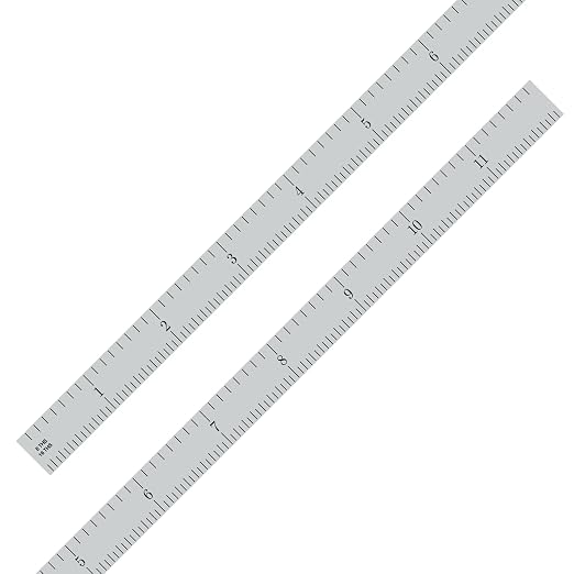 PEC Tools Steel Rule, 12 Inch, Flexible, 4R (1/8",1/16",1/32",1/64") Satin Chrome Finish, Made in USA