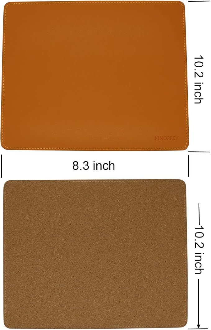 Leather Mouse Pad - Wood Mouse Pads with Stitched Edge,PU Non-Slip Mouse Mat,Double Side Mousepad,Waterproof Gaming Mouse Pad for Desk,Laptop,Office & Home,10.2" x 8.3",1 Pack (Orange)