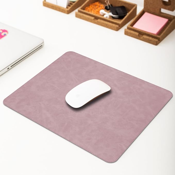 Mouse pad, Non-Slip Washable Waterproof Computer Mouse mat Thick for Laptop Wireless Mouse Home Office Travel, Portable 9.8"x 8.3" S Pink