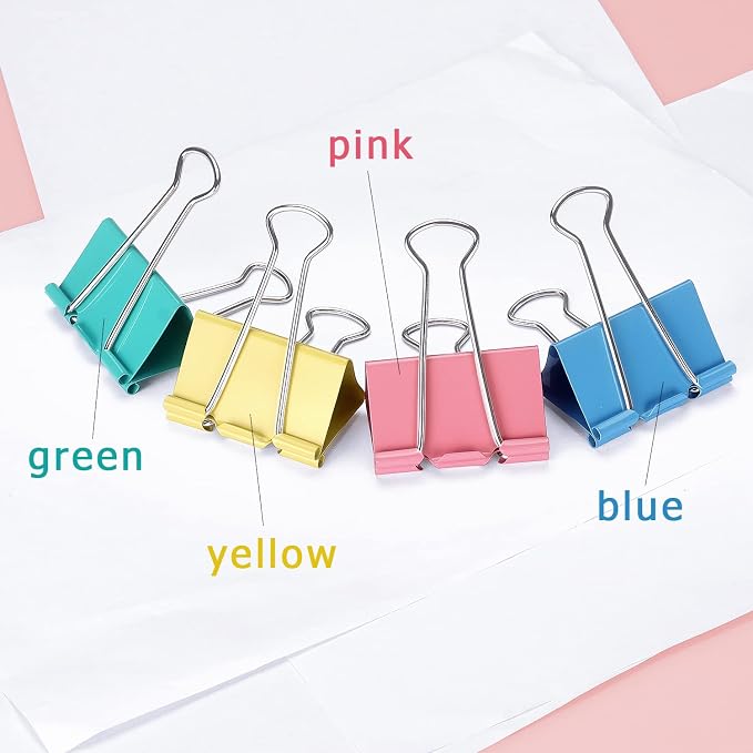 ZZTX 12 Pack Large Binder Clips 2.0 Inches Assorted Colors | Paper Clamps Clips, Durable steel, Strong clip, Color-coded