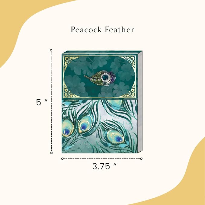Punch Studio Flip-Top Notepad For Daily Notes or Notes on-the-go, with Magnetic Closure, Brooch Embellishment, Gold-Foil Accents & 75 Illustrated Sheets, 5" x 3.75" - Emerald Peacock (46625)
