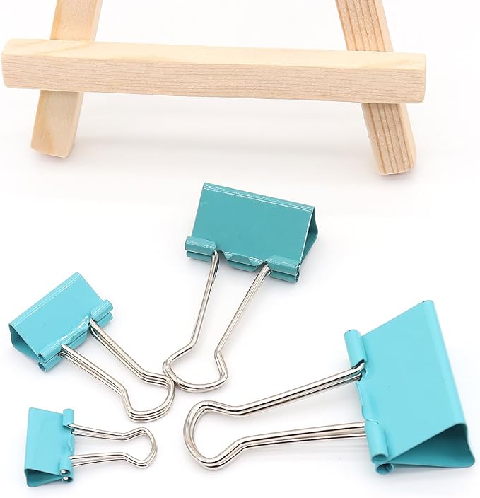 Binder Clip Paper Clamps, Assorted Sizes (Mini, Small, Medium, Large), 100 Pcs Clips for Office School Supplies(Green)