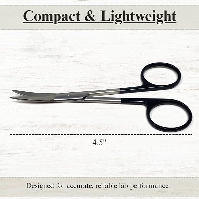 Premium Iris Scissors Micro Dissecting Scissors Curved 4.5" with Fine Sharp Blades Made of Stainless Steel Medical Surgical Tools (Black Handle)