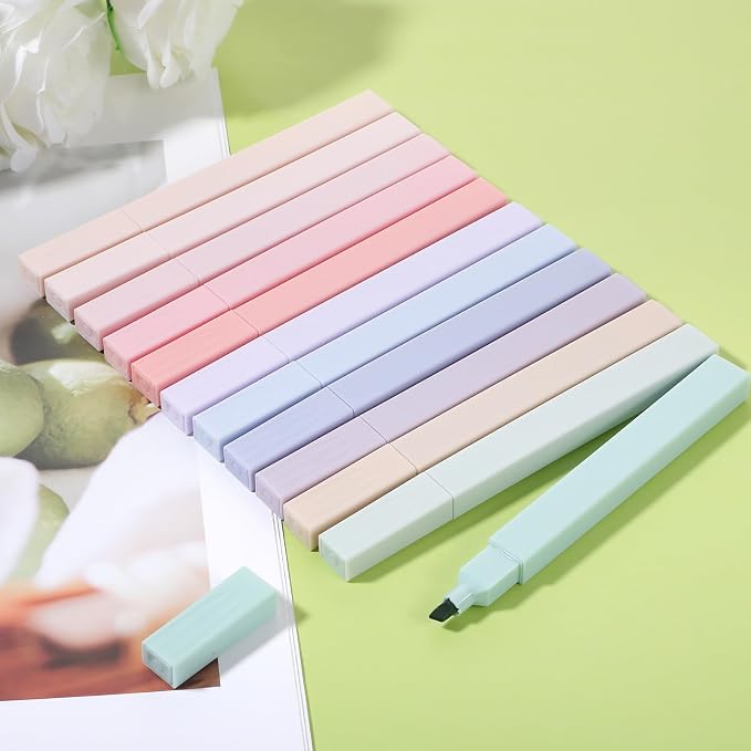 144PCS Aesthetic Highlighters Bulk, Assorted Color No Bleed Chisel Tip Bible Pens, Cute Soft Colorful Marker Pens, Glitter Book Highlighters for Journal Planner Notes Classroom Office Supplies