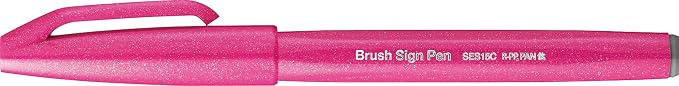 Pentel Fude Touch Sign Pen, Pink, Felt Pen Like Brush Stroke (SES15C-P)
