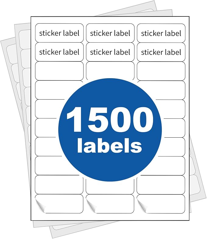 [50 Sheets 1500 Labels] PAPRMA 1” X 2-5/8” Address Mailing Label for Envelope 30-up Labels White, Printable Sticker Sheet for Laser Inkjet Printer