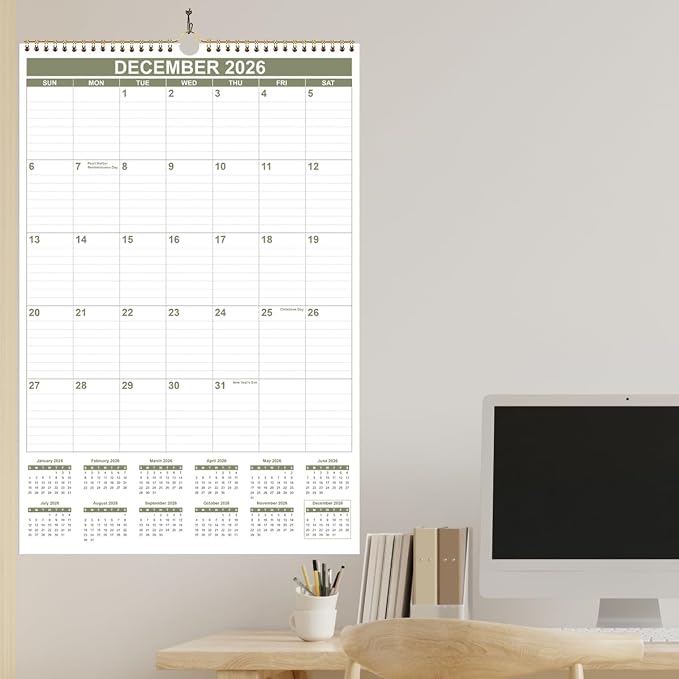 2026-2027 Wall Calendar - Large Calendar 2026-2027 from July 2026 - June 2027, 18 Months Calendar/Planner with Thick Paper, 20" x 30", Vertical, Cyan