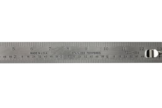 PEC Tools 6” Machinist Pocket Ruler – 5 Pack Bundle, Stainless Steel Ruler with Pocket Clip - mm and 64ths Graduations on Front, Metric Equivalents Chart on Back, Round End Metal Rule, Made in USA