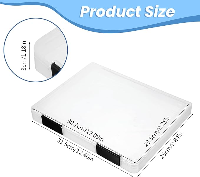 Lemecima 6 Pcs Clear A4 File Box Document Plastic Storage Box Paper Plastic Case Board Game Storage Containers Magazine Protector File Holder with Buckle (Black,12.4 x 9.84 x 1.18 Inches)
