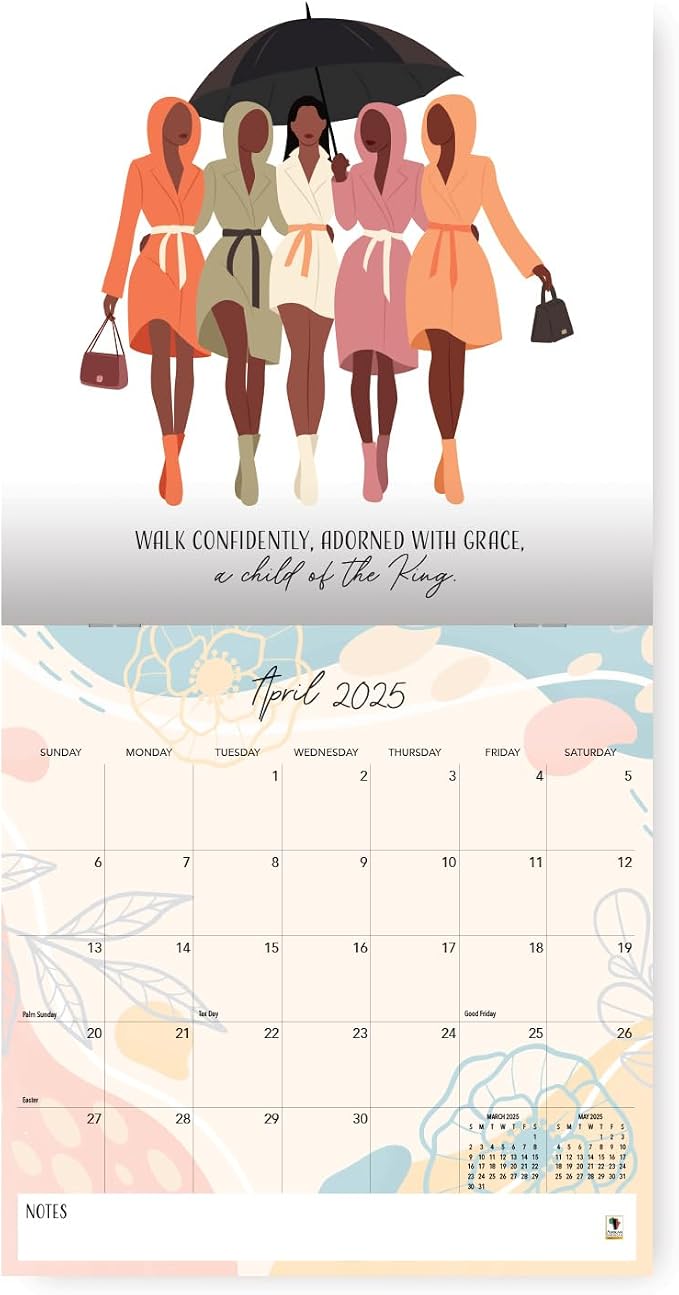 African American Expressions 2025 Wall Calendars - Monthly Calendars Celebrating Black Culture & History - 12x12 Hanging Calendar - 16 Months - Women Who Walks with God Calendar
