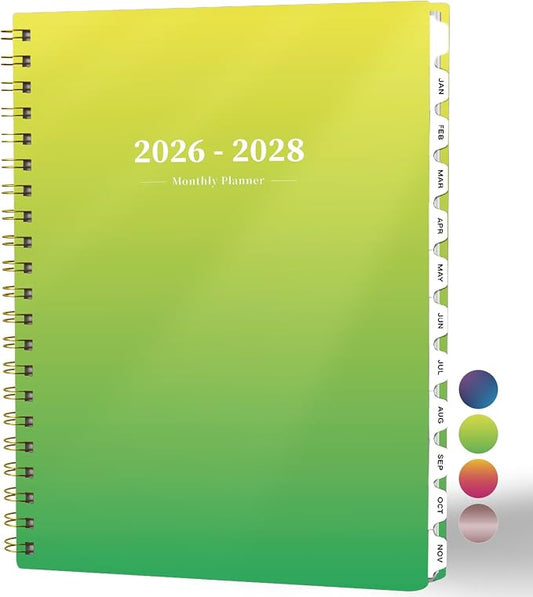 Monthly Planner 2026-2028,2 Year Monthly Calendar Planner,JUL 2026-JUN 2028 | A4(8.5" x 11"),24 Months Planner with Tabs, Spiral Bound, PVC Cover, Inner Pocket for Student, Teacher, School and Office Use