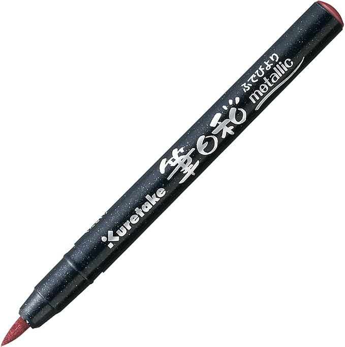 Kuretake ZIG FUDEBIYORI Flexible Brush Pens Metallic 6 colors set, perfect forProfessional, Art Drawing, calligraphy, Leetring, journaling, Made in Japan