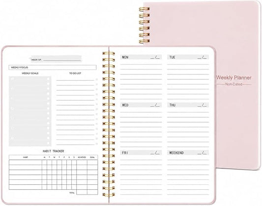 TREES Undated Weekly Planner, Weekly To-Do List, Goal and Habit Tracker | 5.8" x 8" Spiral-Bound Organizer for Weekly Goals, Tasks and Habits, Designed for Work, School and Everyday Planning
