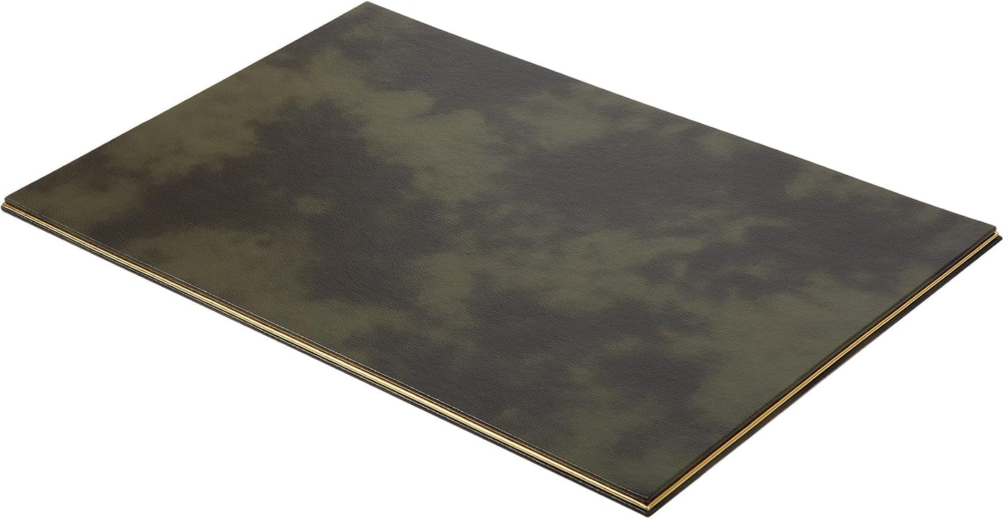 Cloud Luxury Leather Desk Set – 10 Piece Executive Desk Organizer with Desk Pad, Double Document Tray, Pen Holder, Memo Holder, Business Card Holder & Phone Stand – Gold Office Accessories (Green)