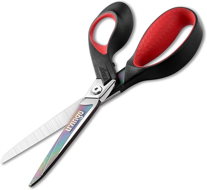 LIVINGO 9" Heavy Duty Titanium Coated Stainless Steel Industrial Multipurpose Scissors Sharp Forged Professional Shears for Sewing, Carpet, Craft, Home Office & Outdoor Use
