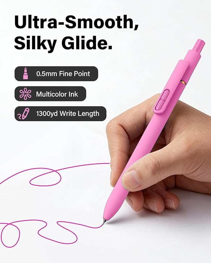 inkipen Colorful Fidget Pens, 16 Pcs 0.5mm Fine Point Retractable Smooth Writing Pen, Quick Drying Colored Ink Pens for Journaling School Office Supplies, Dopamine+Vintage Colors