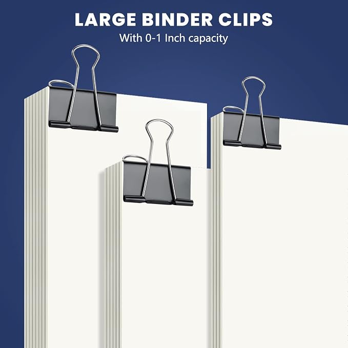 72 Pcs Extra Large Binder Clips 2 Inch Big Black Paper Clip | Large Binding Clip, Jumbo Paperclips Bulk, Heavy Duty Big Paperwork Clamp, Kitchen School Teachers