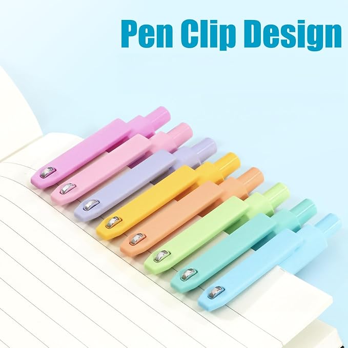 Vitoler Cute Gel Pens, 8 Pack 0.5mm Fine Point Pens with Fidget Quick Dry | For Women, For Teachers, For Nurses, Smooth Writing, Liquid Ink, For Badge, Black ink, Felt Tip, Medium Point, For Journaling