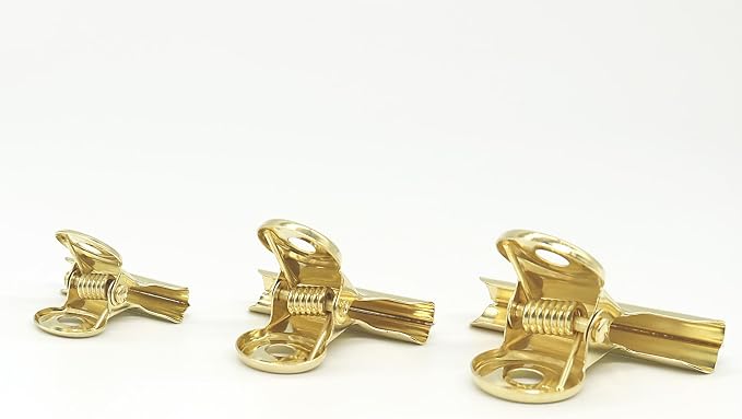 Gold Bulldog Clips, Binder Paper Clips, Samll, Medium, Large, Assorted Sizes Clips for Kitchen, School and Office.