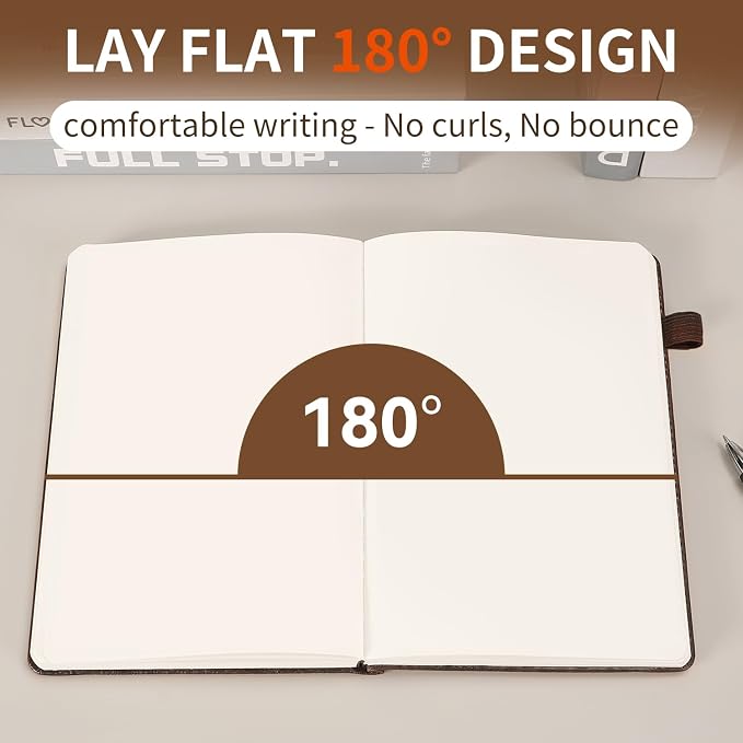 Blank Journal Notebook,256 Pages,A5 Size (5.7'' x 8.3''),Vintage Tree Growth Rings Leather Hardcover Journal,100 GSM Thick Paper,for Daily,Work,School,Note Taking or Sketching(Brown)