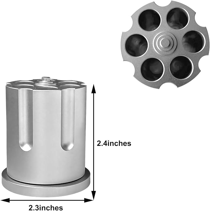 Rotating Revolver Pen Holder, Aluminum Gun Cylinder Pencil Holders, Men Desktop Decor for Men's Birthday, Office Decoration