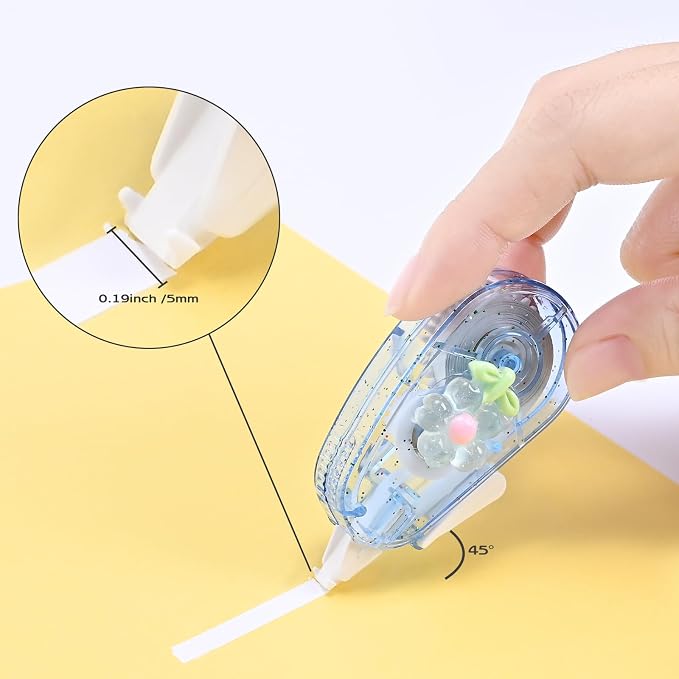 Temiary 6P Aesthetic Correction Tape, White Smooth Pull Out, Flower | Cute Correction Applicator for Instant Corrections, Aesthetic Correction Tapes for Students Back To School Office Supplies