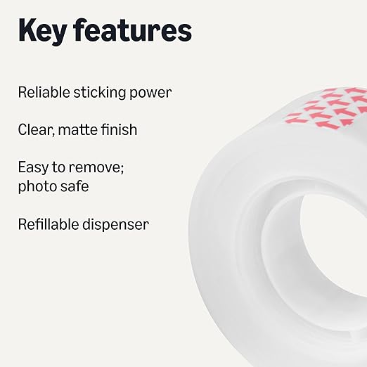 Amazon Basics Matte Finish Invisible Tape, 3/4" x 1000" (27.78 Yards), Translucent, 24-Pack