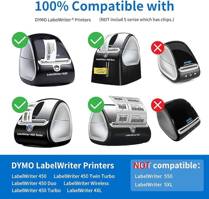 Label KINGDOM 12 Roll Compatible with Dymo 30336 1" x 2-1/8" Barcode Label | Compatible with LabelWriter 400, 450 Turbo, 4XL desktop printers, 25mm x 54mm, 500/roll, Multipurpose thermal LW label