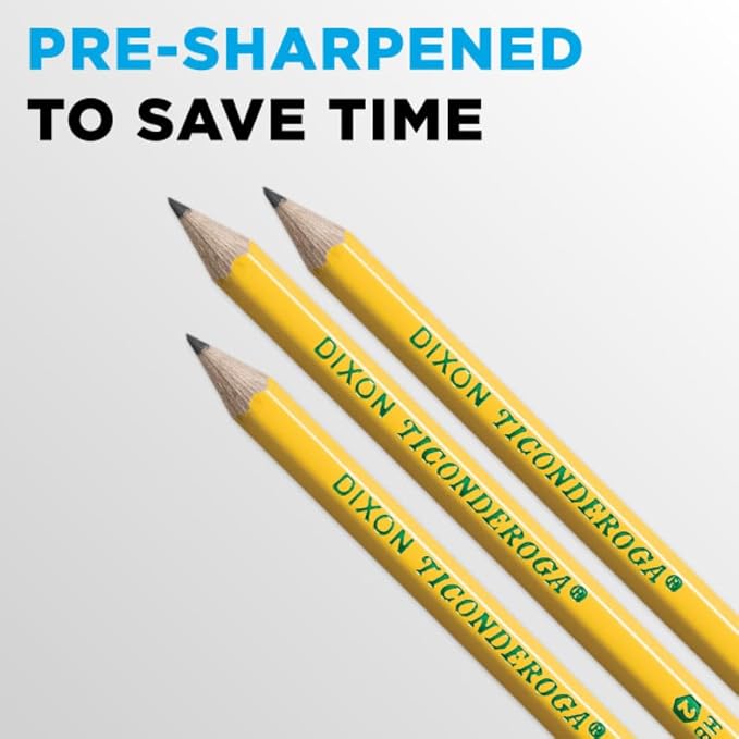 Ticonderoga Wood-Cased Pencils, Pre-Sharpened, 1000/Box, 2 Boxes | 2 HB Soft, Yellow, 2000 Pencils Total, X13100